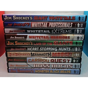 Lot Of 10 Jim Shockey's DVD's Hunting Whitetails Moose Caribou Bears Bucks Etc.